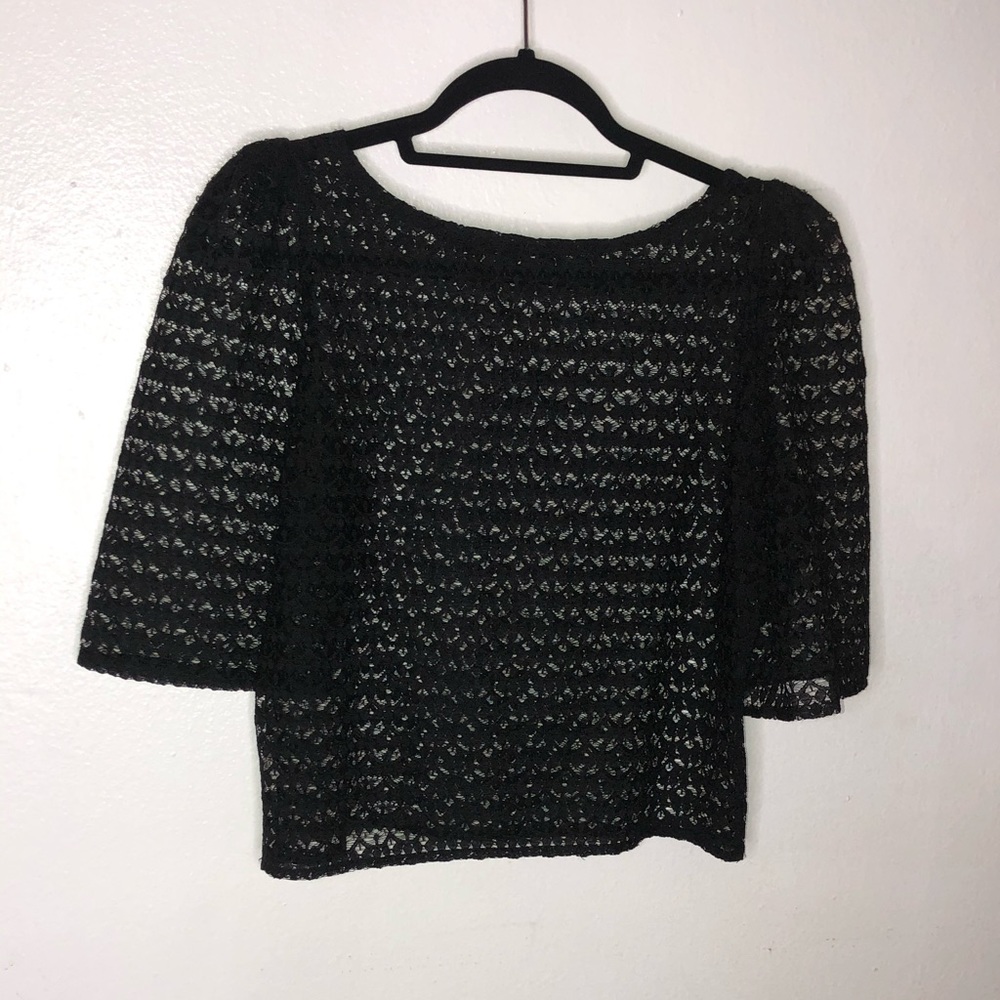 American Apparel Puff Sleeve Lace Blouse